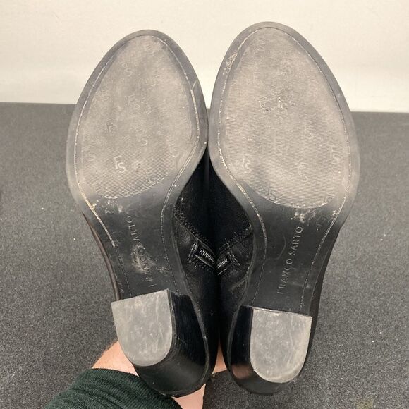 Franco Sarto Black Heeled Almond Toe Double Sided Gold Zipper Diana Bootie - Picture 6 of 12